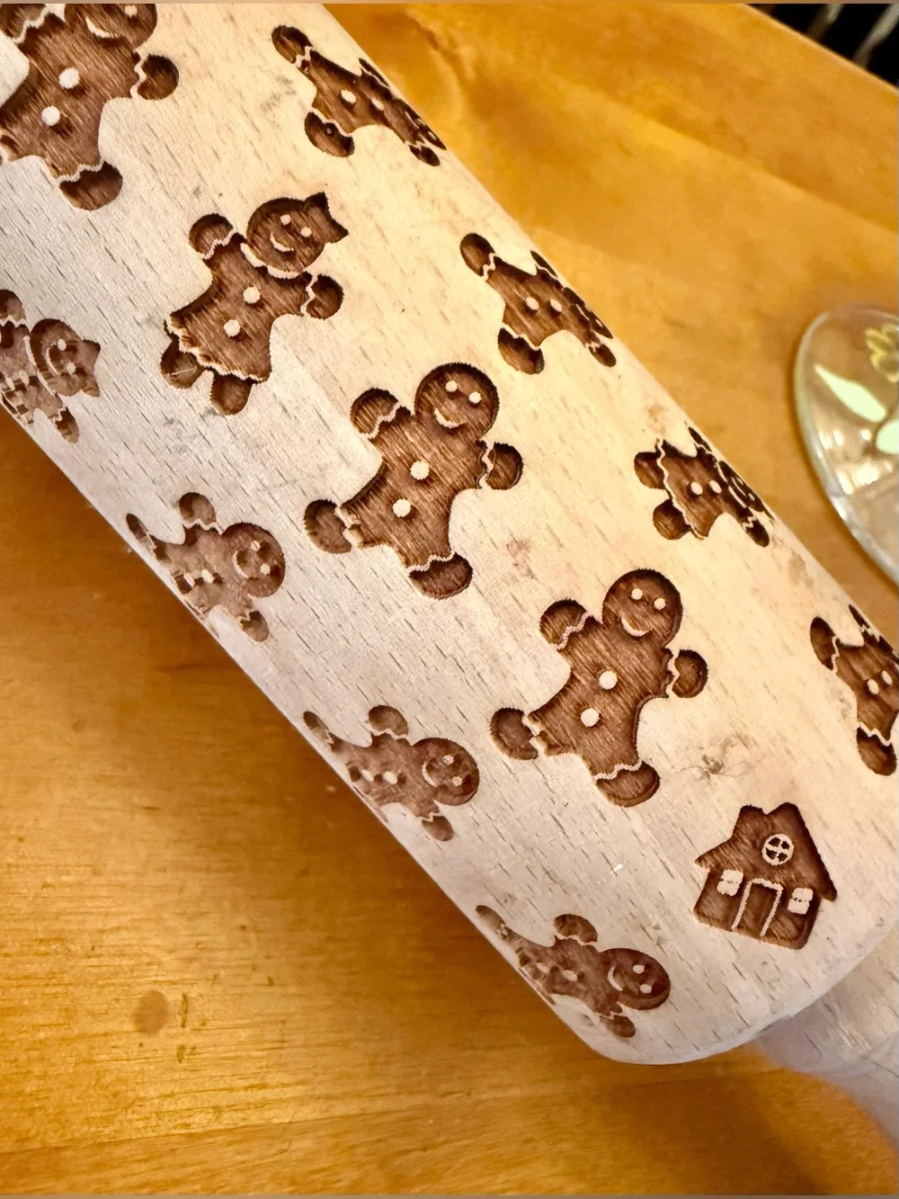 Embossed Gingerbread Pattern Rolling Pin